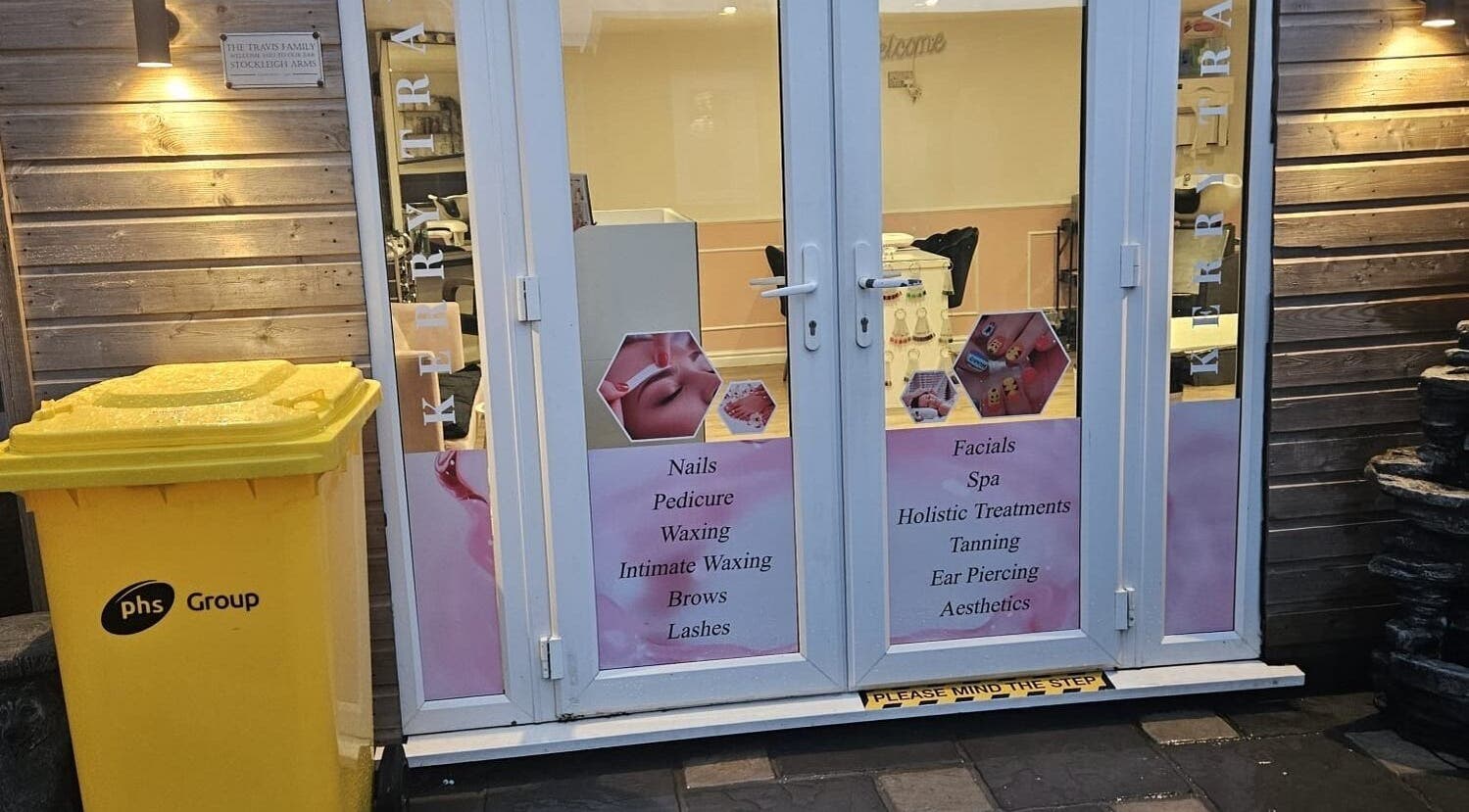 Entrance of Precious Beauty in Hull, England, GB, showcasing a variety of beauty services offered.