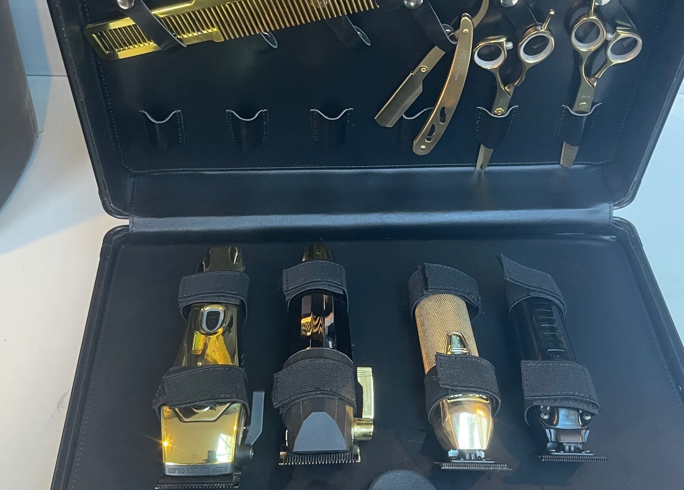 Professional barber tools at Tunechi the Barber, Coventry, England, GB, showcasing premium grooming equipment.