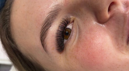 Close-up of expertly applied eyelash extensions at Lashedbykirax, Deal, England, GB, showcasing beauty craftsmanship.