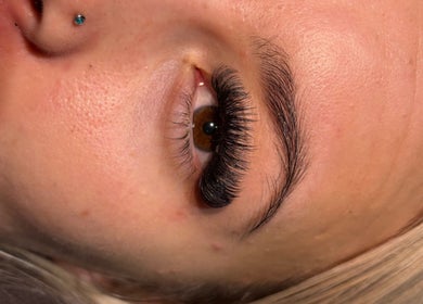 Close-up of eyelash extensions by Lashedbykirax at Deal, England, GB, showcasing detailed craftsmanship.