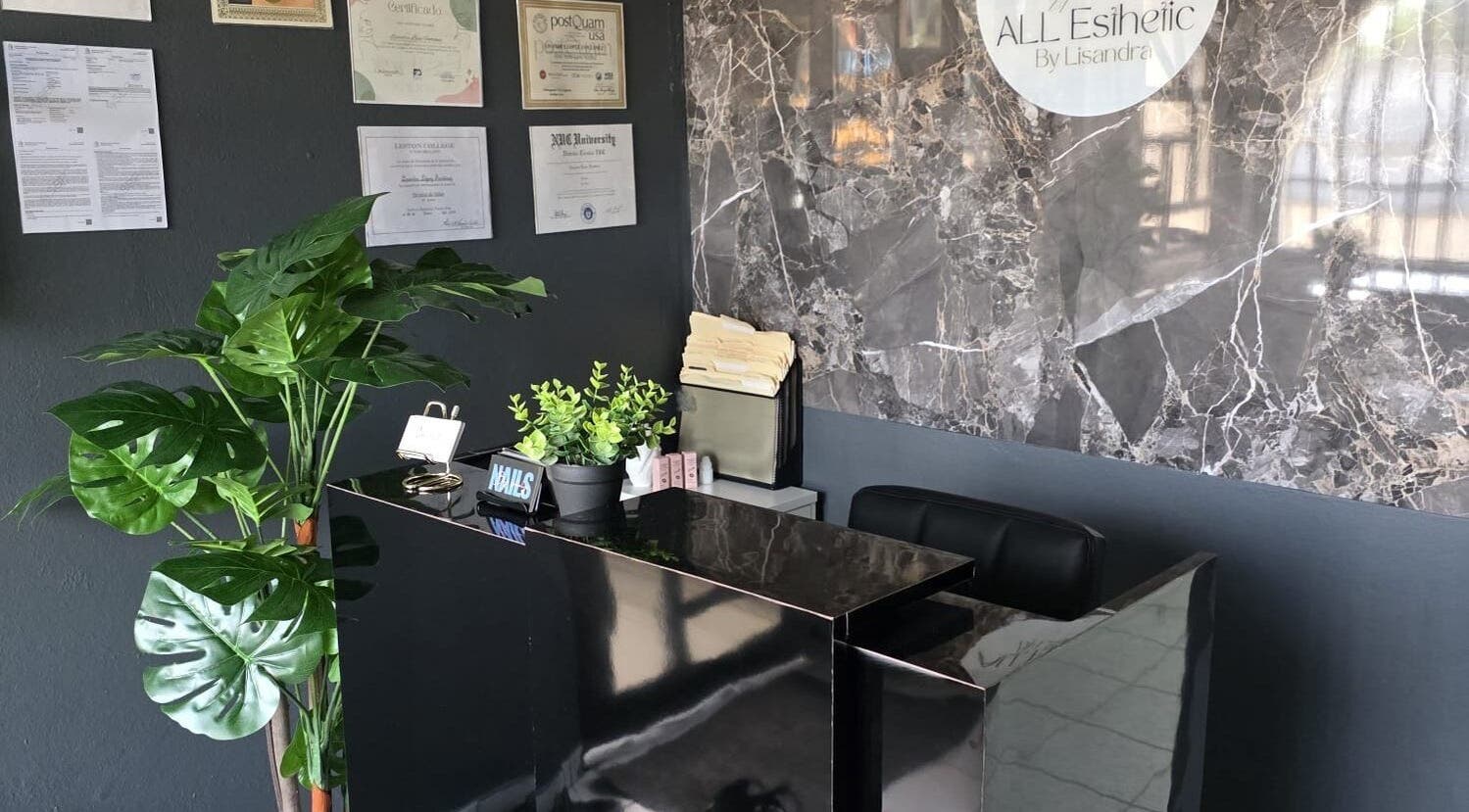 Recepción moderna en Allesthetic by Lisandra, San Juan, San Juan, PR con decoración sofisticada.