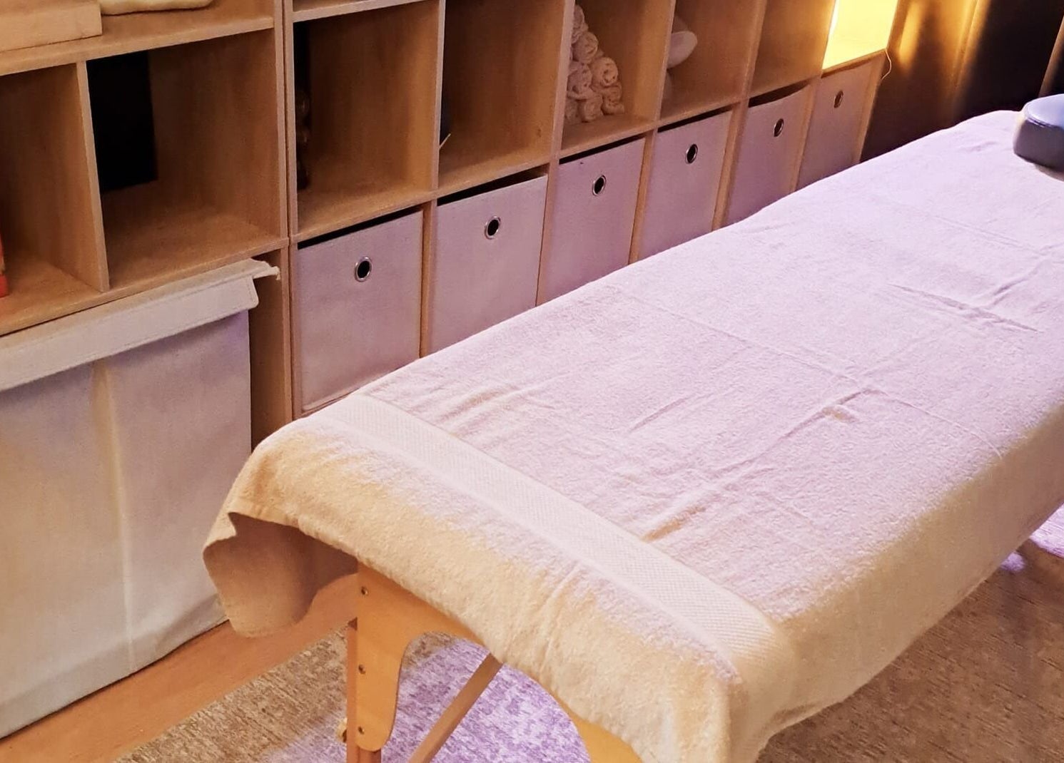 Cozy massage table set up at Mobile Massage by Gemma, Port Augusta, South Australia, AU.