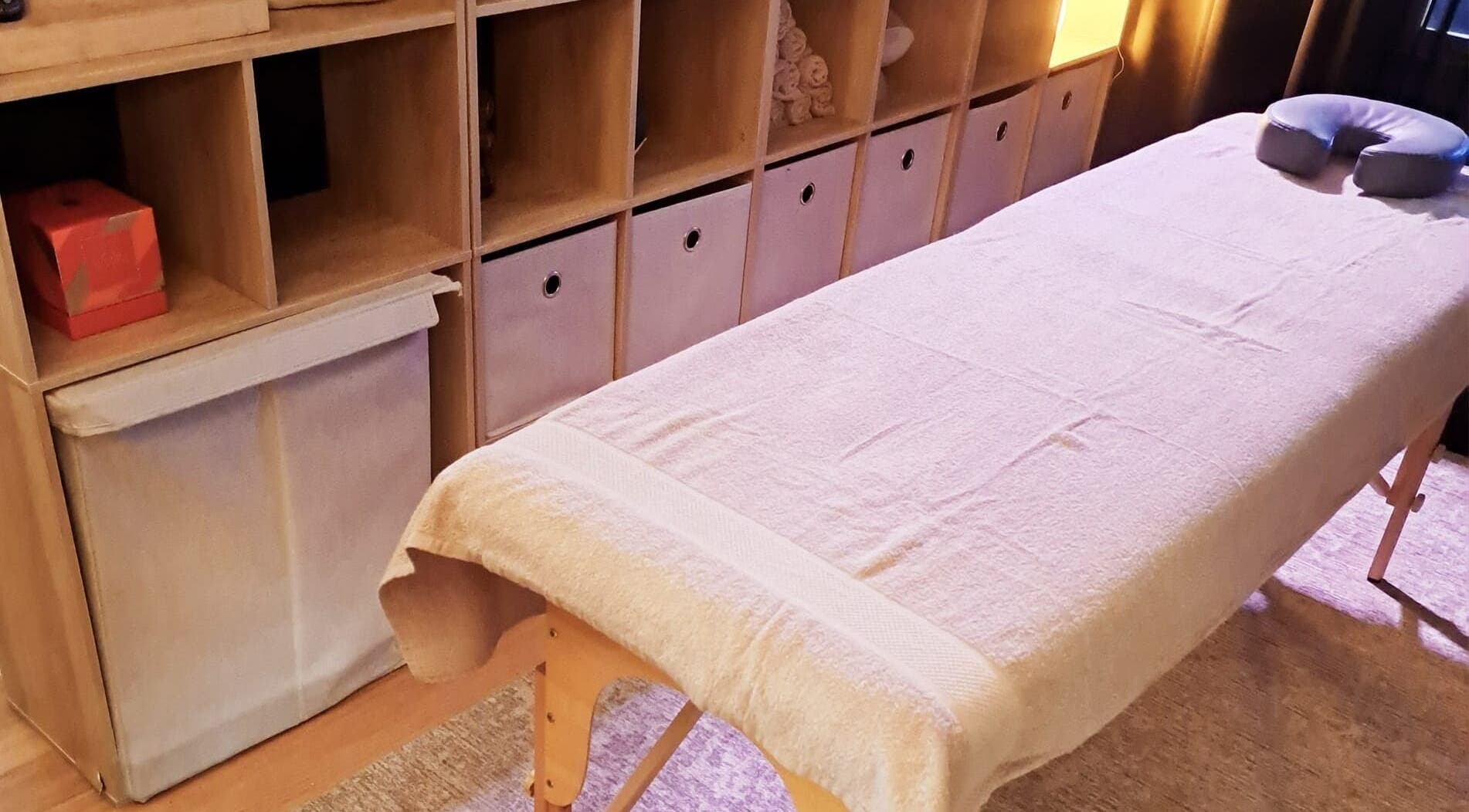 Cozy massage table set up at Mobile Massage by Gemma, Port Augusta, South Australia, AU.