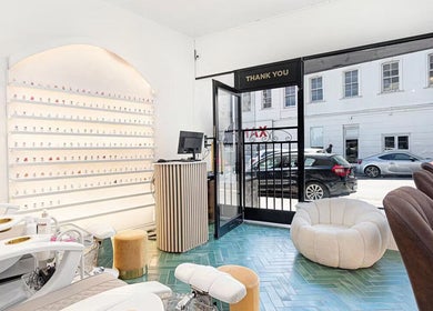 Modern waiting area at Shenanigans Beauty and Laser Clinic - Sea Point in Cape Town, Western Cape, ZA.