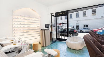 Modern waiting area at Shenanigans Beauty and Laser Clinic - Sea Point in Cape Town, Western Cape, ZA.