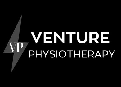 Venture Physiotherapy logo in Leicester, England, GB on a sleek black background.