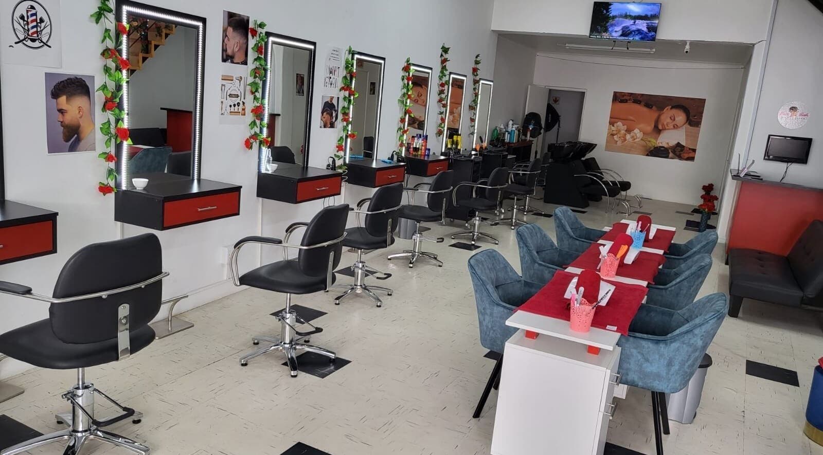 Stylishly arranged salon at Hair Touch Woodstock, Cape Town, Western Cape, ZA showcasing modern workstations.