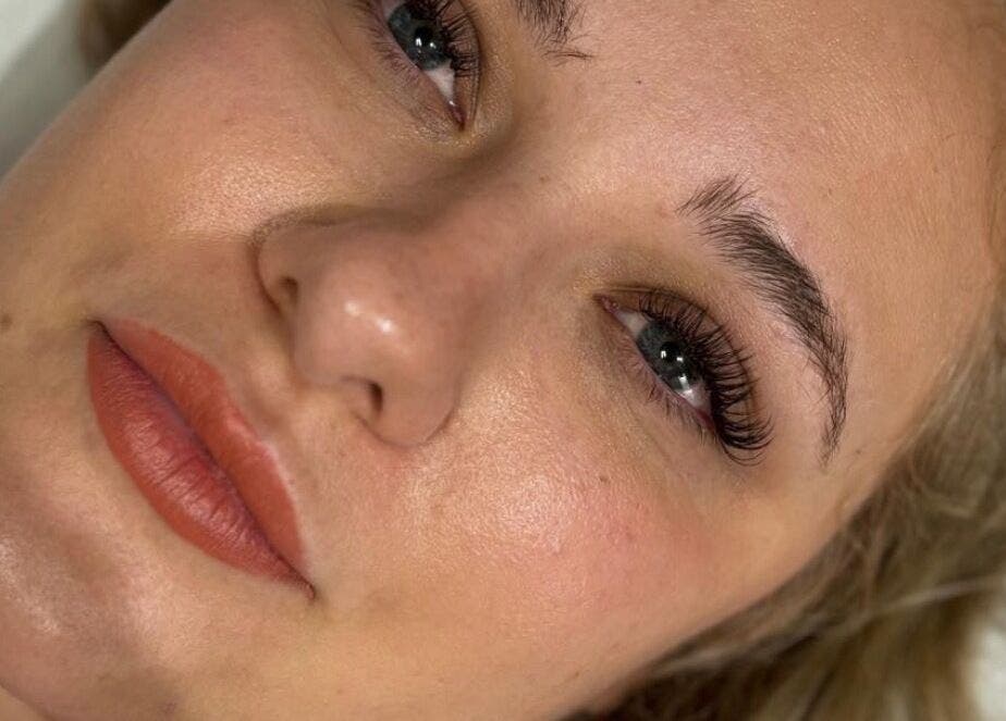 Close-up of woman's face with elegant makeup at Chantel’s Beauty Lounge, Brandon, England, GB.