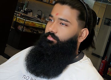 Client with a styled beard at BarberBar at Pavilion Embassy, Kuala Lumpur, Wilayah Persekutuan Kuala Lumpur, MY.