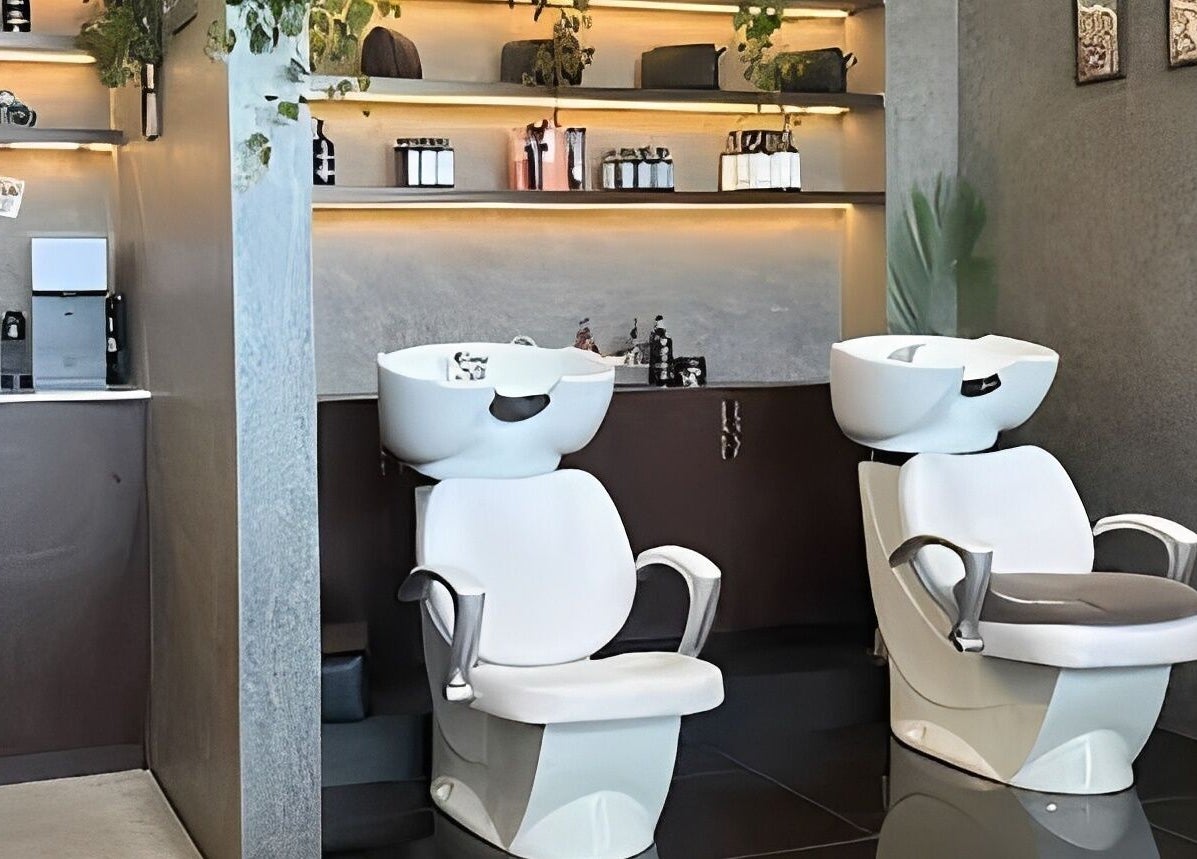 Modern salon wash station at BarberBar, Pavilion Embassy, Kuala Lumpur, MY. Elegant and clean design.
