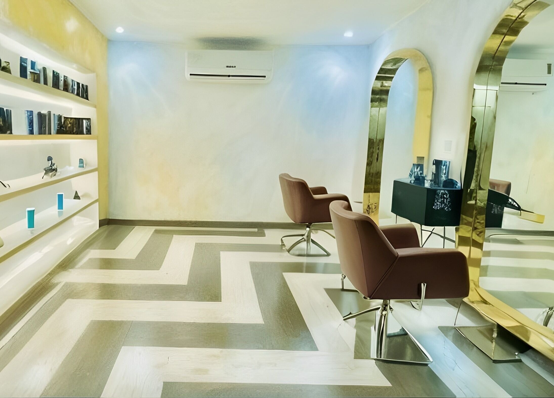 Glamorous interior at Medusa Luxury Spa in Raipur, Chhattisgarh, IN showcasing chic seating and modern decor.
