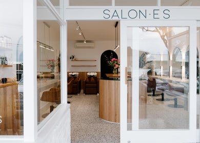 Elegant entrance of Emily Ferguson at Salon ES, Collaroy Plateau, NSW, AU with modern decor and welcoming vibe.