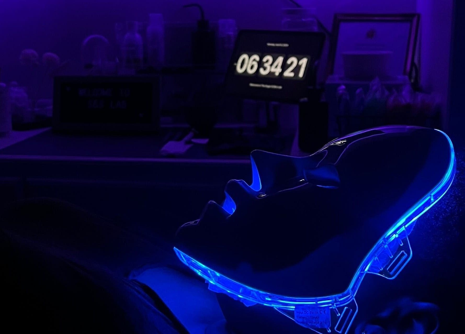 LED face mask therapy at The Sugar and Skin Lab, Oistins, Christ Church, BB.