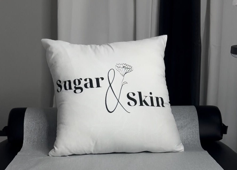 Elegant pillow on treatment bed at The Sugar and Skin Lab, Oistins, Christ Church, BB.