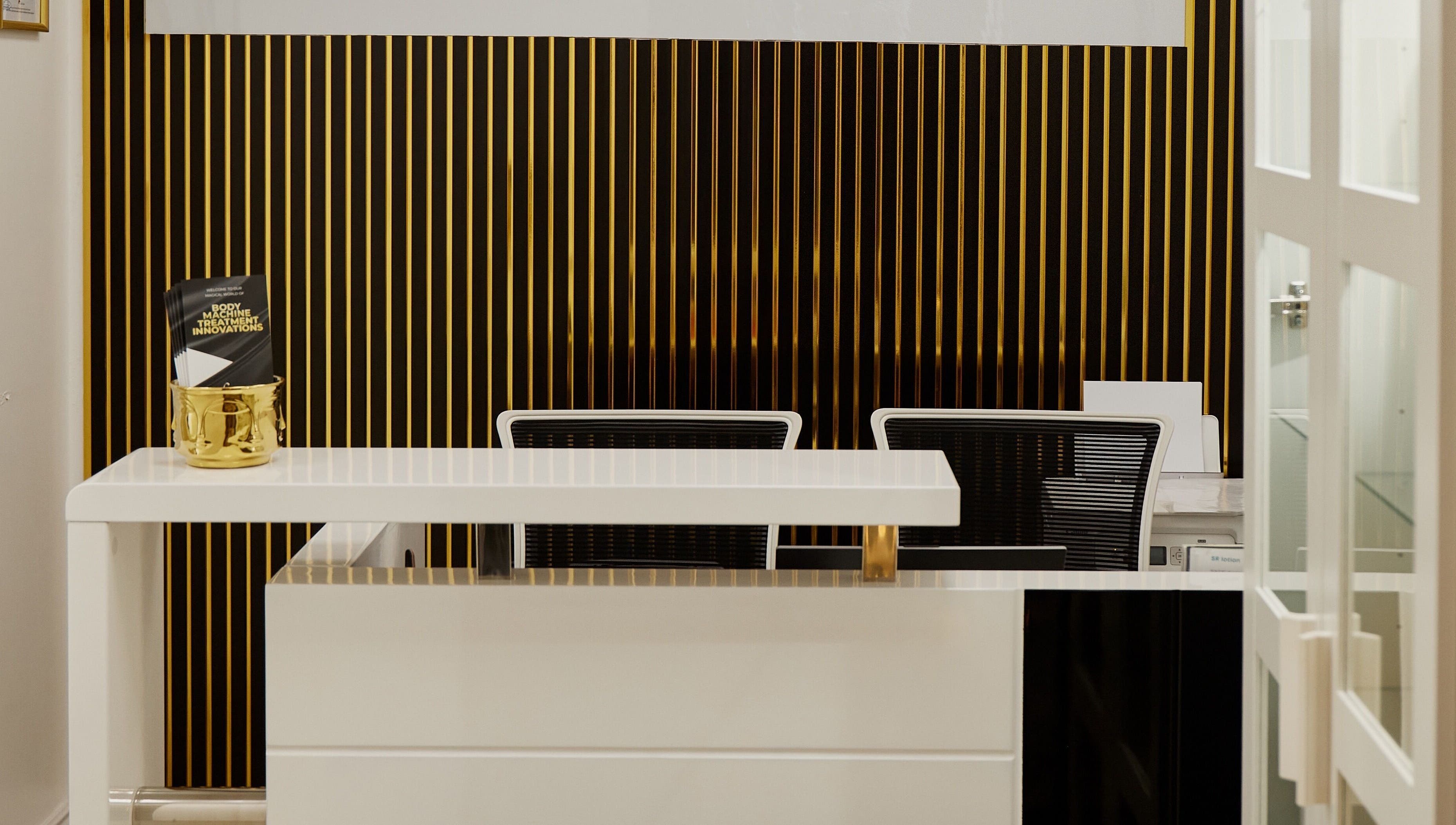 Elegant reception desk at Skin Masters Aesthetics Center, Lusail, Al Daayen Municipality, QA.