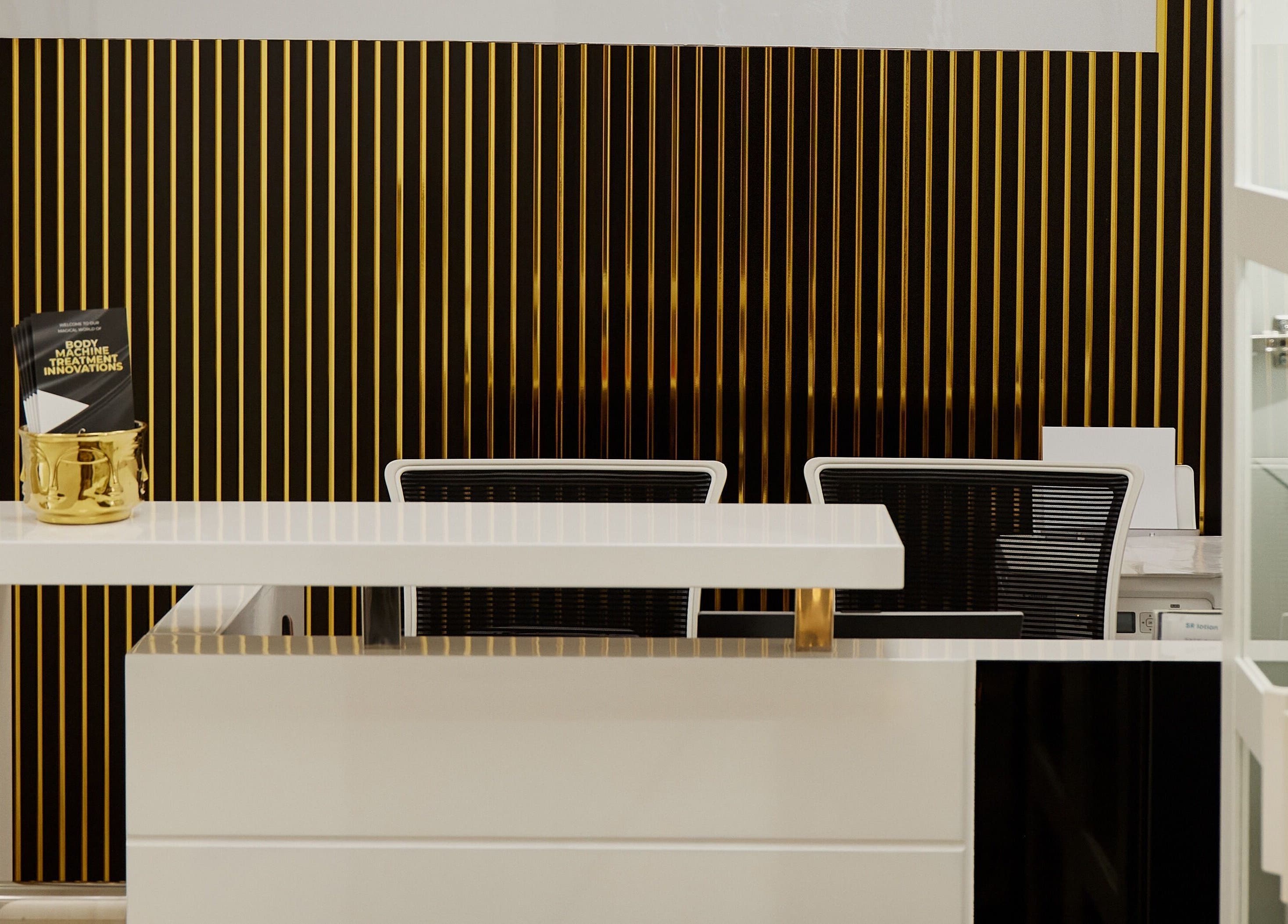 Elegant reception desk at Skin Masters Aesthetics Center, Lusail, Al Daayen Municipality, QA.