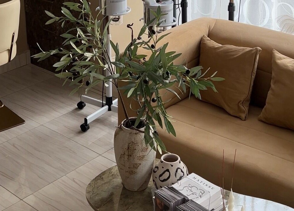 Chic Hello Texture salon with plush seating and decor, located in Lekki, Lagos, NG.