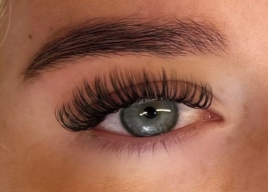 Close-up of expertly crafted eyelash extensions at Lashed by Jade, Heysham, England, GB.