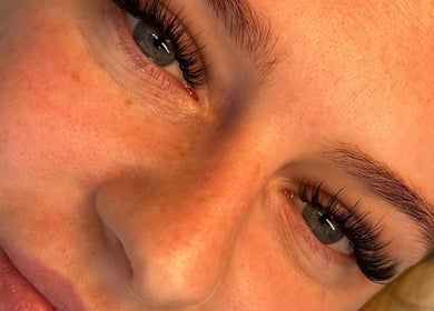Close-up of elegant eyelash extensions at Lashed by Jade, Heysham, England, GB showcasing artistry and precision.