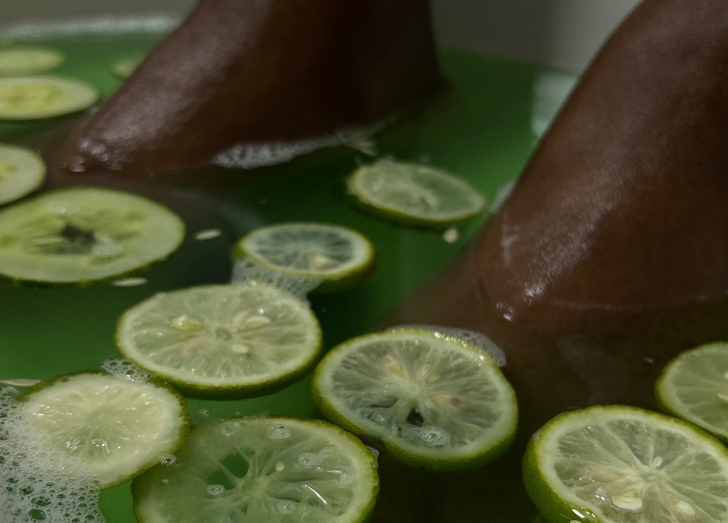 Refreshing citrus foot soak at Fayva Day Spa, Chaguanas, Chaguanas, TT, promoting relaxation and wellness.