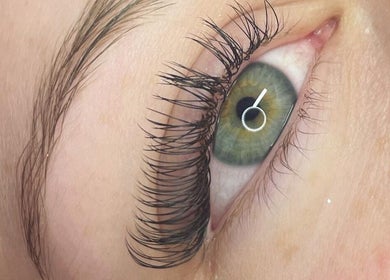 Close-up of expertly applied eyelash extensions at Blink&Beauty Boutique, Bedford, Nova Scotia, CA.