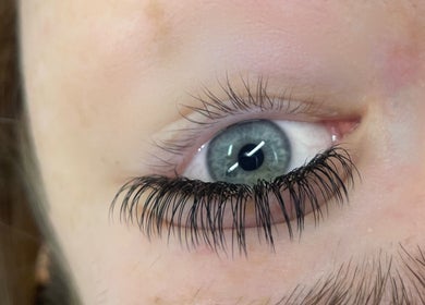 Close-up of lush eyelashes at Blink&Beauty Boutique, Bedford, Nova Scotia, CA.