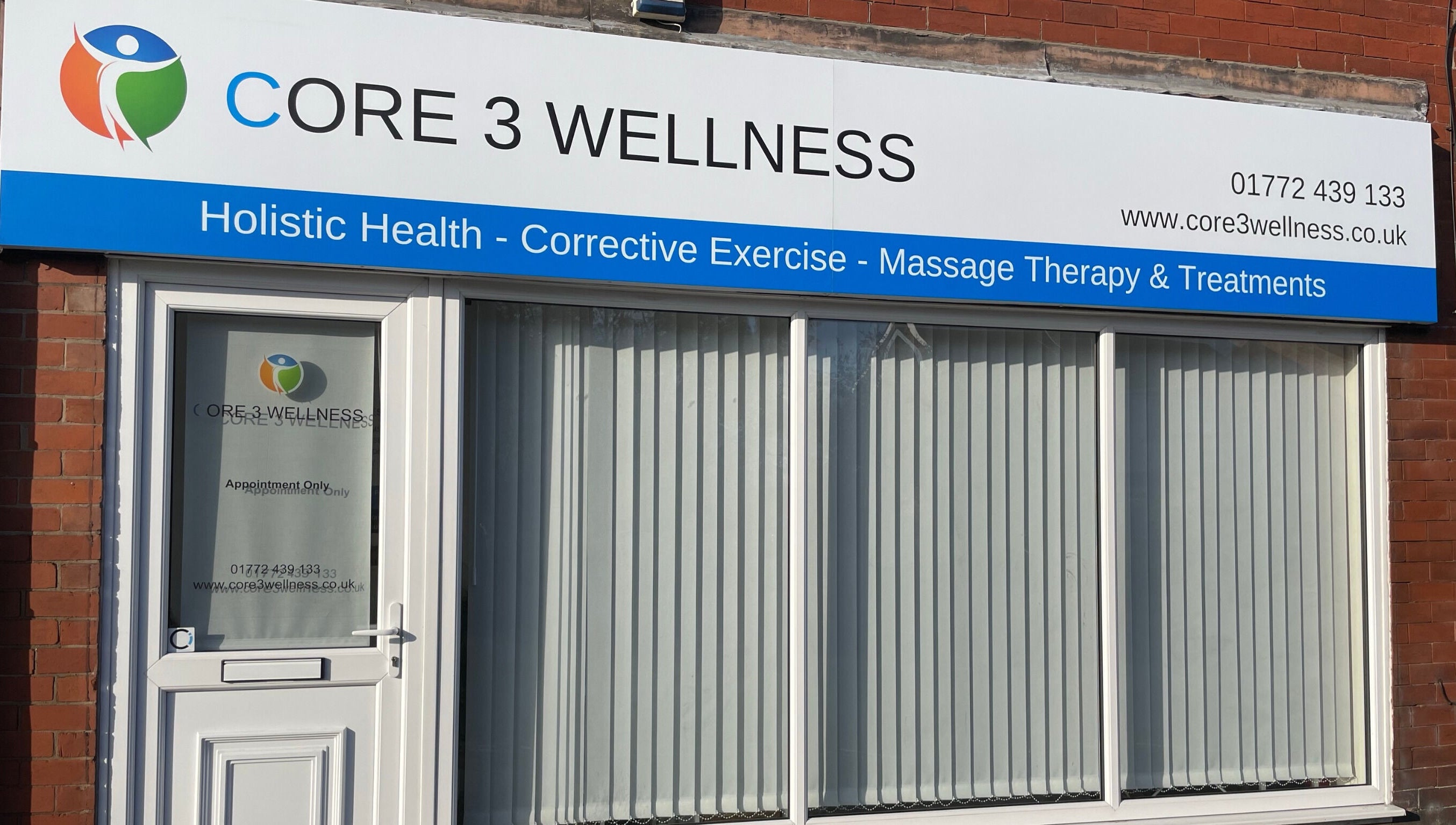 Front view of Core 3 Wellness in Lostock Hall, England, GB showcasing its services.