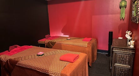 Relaxing massage room at OrientalBay Amarin Thai Massage & Spa in Wellington, Wellington, NZ, with twin beds.