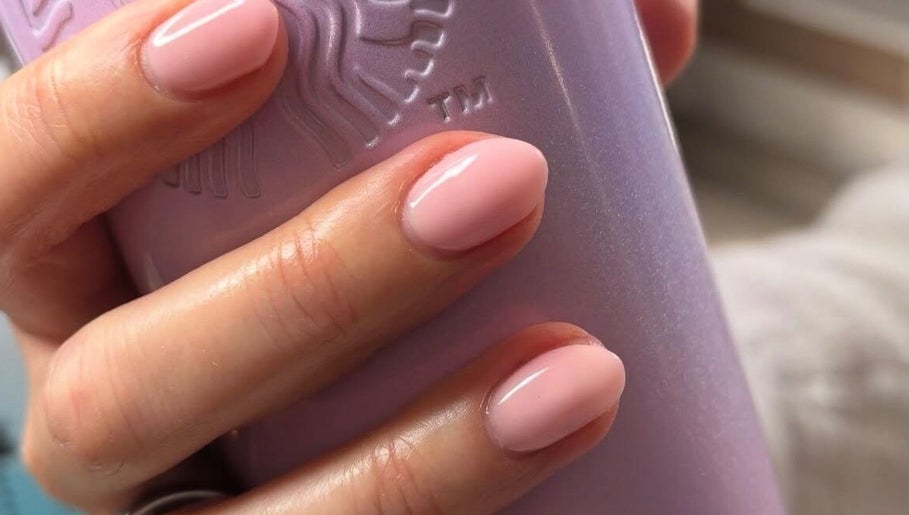 Soft pink manicured nails at KSI Nails, Brows and Lashes, Bonnyrigg, Scotland, GB.