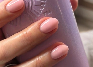 Soft pink manicured nails at KSI Nails, Brows and Lashes, Bonnyrigg, Scotland, GB.