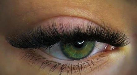 Close-up of eyelash extensions at Kacey Lee Nails & Beauty in Gorseinon, Wales, GB.