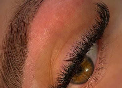 Close-up of elegant eyelash extensions at Kacey Lee Nails & Beauty, Gorseinon, Wales, GB.