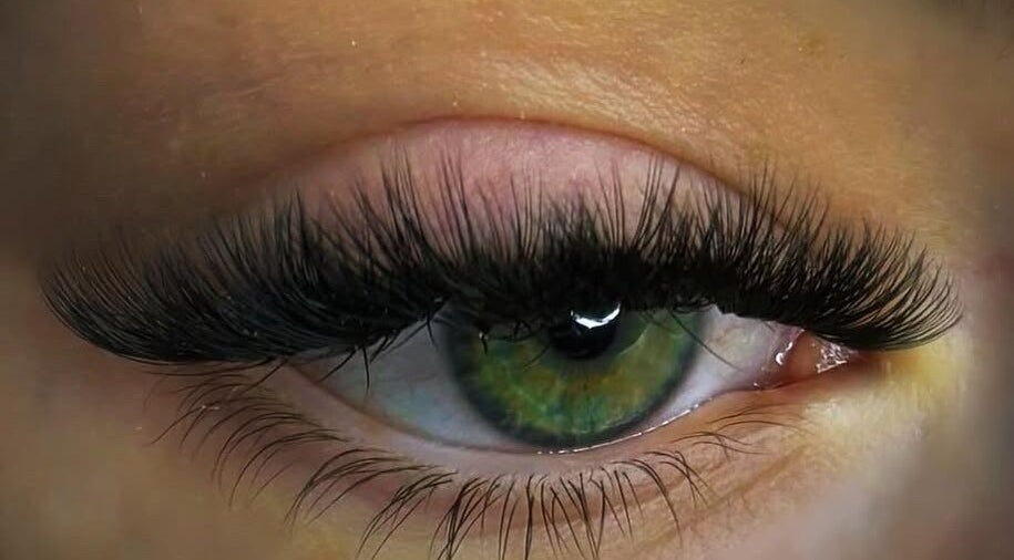 Close-up of lush eyelash extensions at Kacey Lee Nails & Beauty, Gorseinon, Wales, GB.