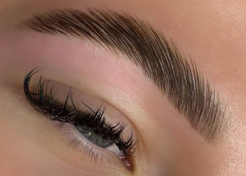 Close-up of perfectly shaped eyebrows at StudioS by Sienna, Stoke-on-Trent, England, GB.