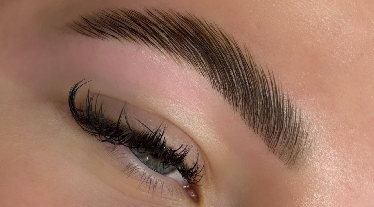 Close-up of perfectly shaped eyebrows at StudioS by Sienna, Stoke-on-Trent, England, GB.