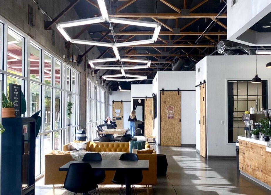 Chic interior of Leighton X Beauty in Chandler, Arizona, US with stylish seating and natural light.