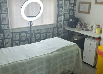 Cozy treatment room at PRETTY LITTLE FACES nurse led beauty clinic, Desborough, England, GB.