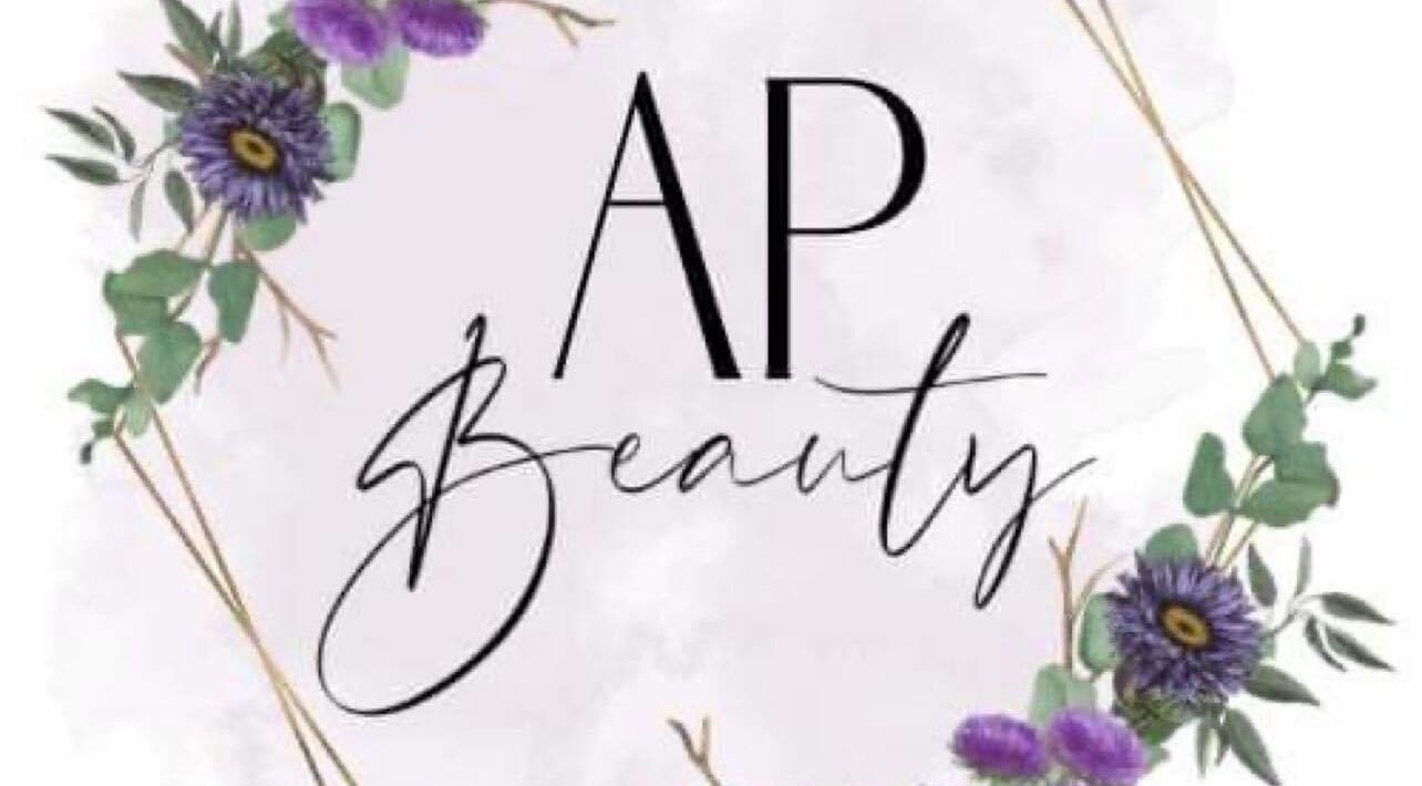 AP Beauty logo with floral design in Ayr, Scotland, GB, showcasing stylish beauty and wellness branding.