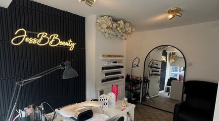 Chic interior of Jess B Beauty in Whitworth, England, GB, showcasing elegant decor and beauty products.