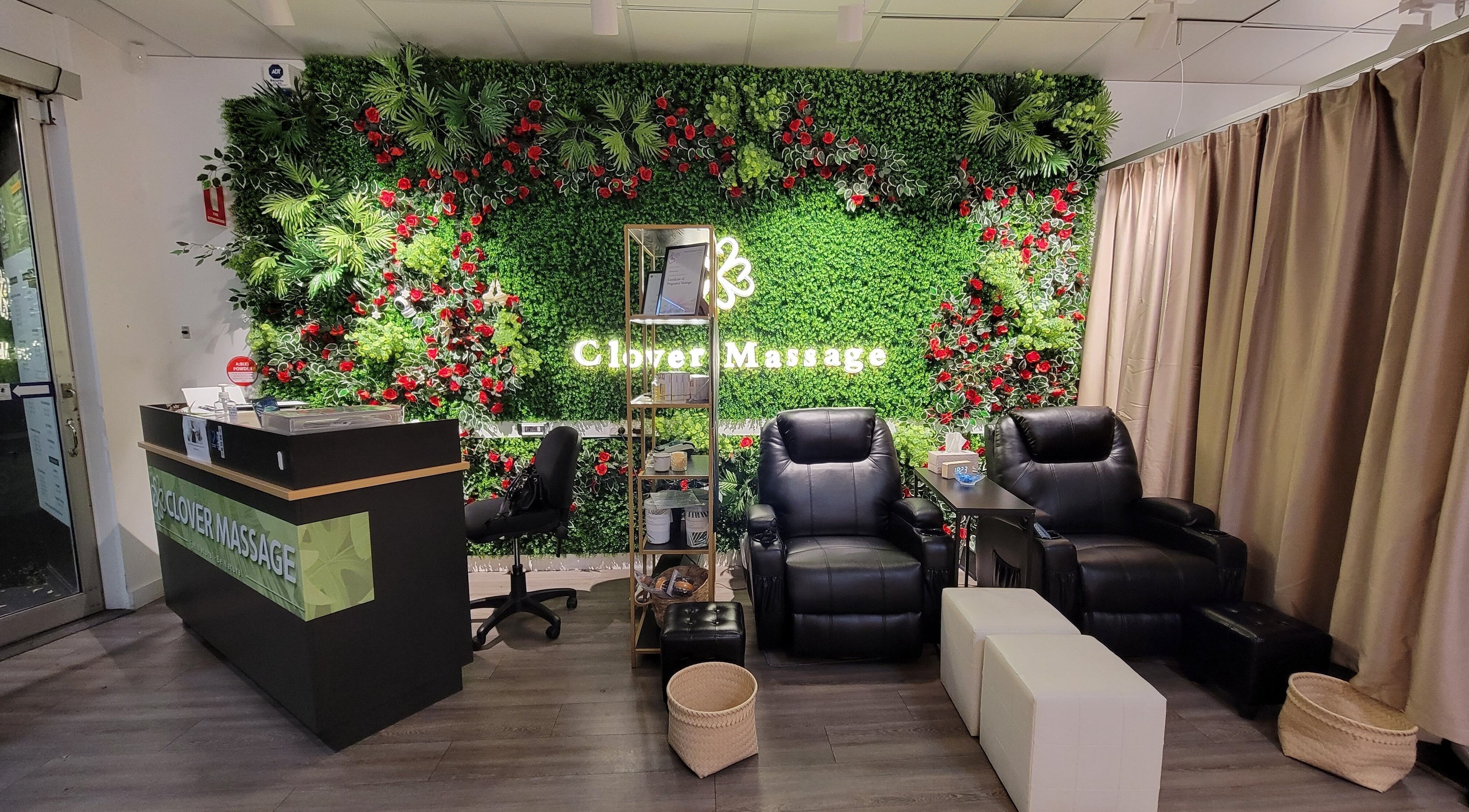 Interior of Clover Massage and Beauty Clinic Pty Ltd in Launceston, Tasmania, AU featuring comfy seating and lush decor.