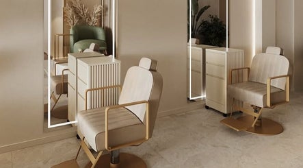 Chic beauty chairs at BrowChuk by Vlada in London, England, GB, reflecting elegance and modern design.