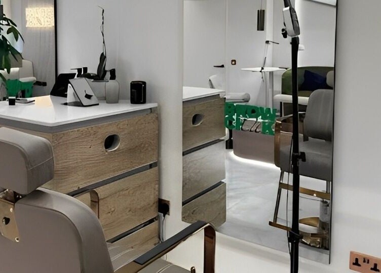 Modern beauty studio at BrowChuk by Vlada, London, England, GB, featuring chic decor and stylish furnishings.