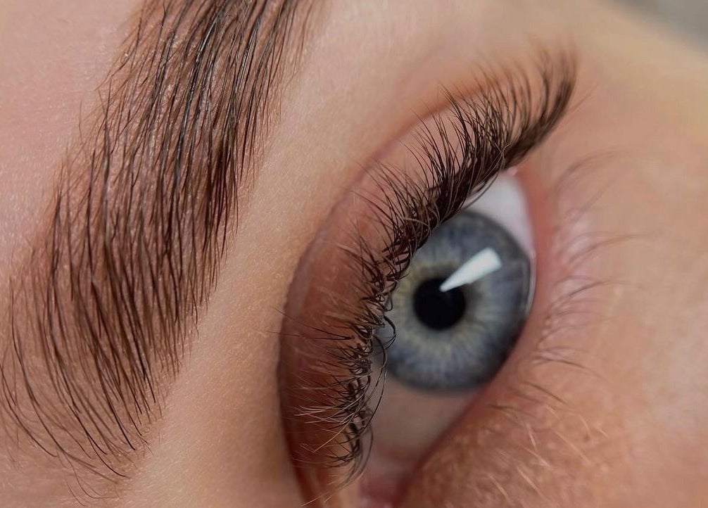 Close-up of expertly shaped eyebrows at BrowChuk by Vlada, London, England, GB.