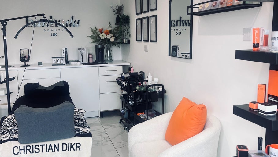 Calming interior of Eyeluxe Bysarah in Aldridge, England, GB showcasing a modern, well-equipped beauty room.