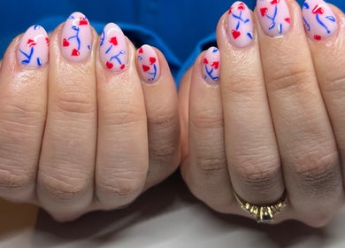 Heart-themed nail art by Nails by Layla in Sherford, England, GB.