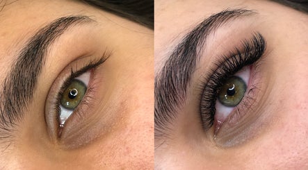 Before and after eyelash extensions at JL Lash Brow Room, Johns Creek, Georgia, US.