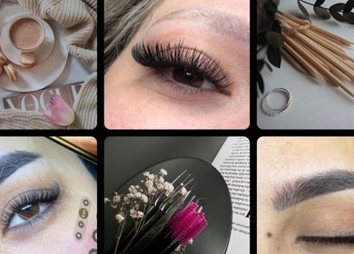 Diverse beauty treatments at JL Lash Brow Room, Johns Creek, Georgia, US showcasing lashes and brows.