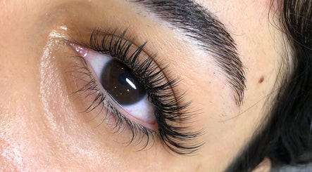 Closeup of expertly applied lashes at JL Lash Brow Room in Johns Creek, Georgia, US.