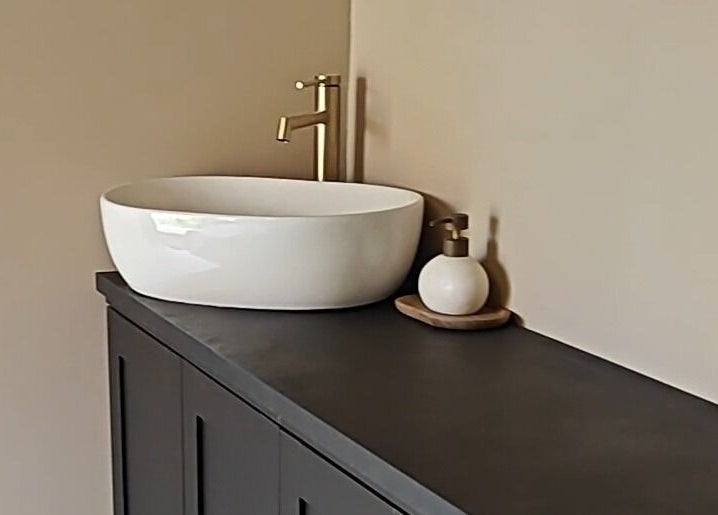 Elegant bathroom sink at Coffee Brows and Beauty, Ashford, England, GB.