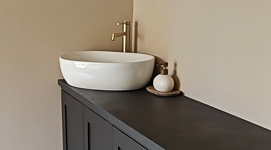 Elegant bathroom sink at Coffee Brows and Beauty, Ashford, England, GB.